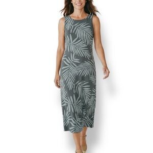 4/$20 Petite Sophisticate Vintage Silk Tropical Leaf Maxi Dress Petite Size 2